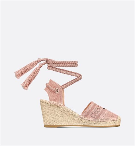 Dior Granville Wedge Espadrille Rose Des Vents Metallic Thread 